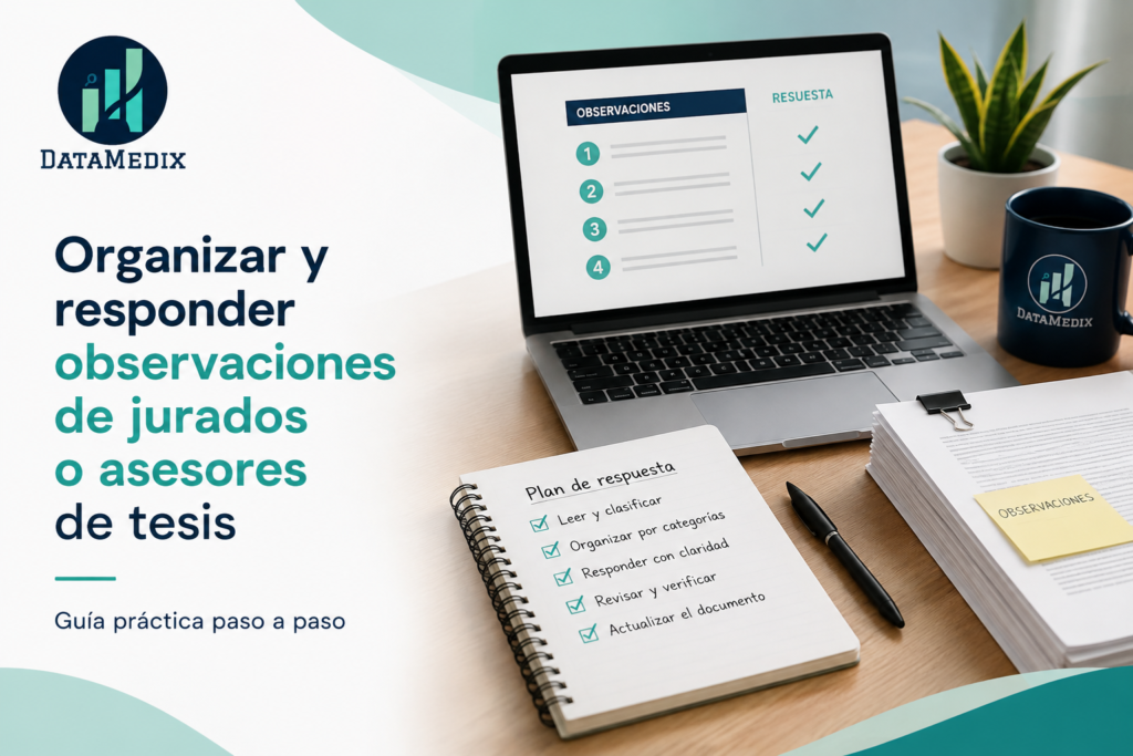 organizar y responder observaciones de jurados o asesores de tesis